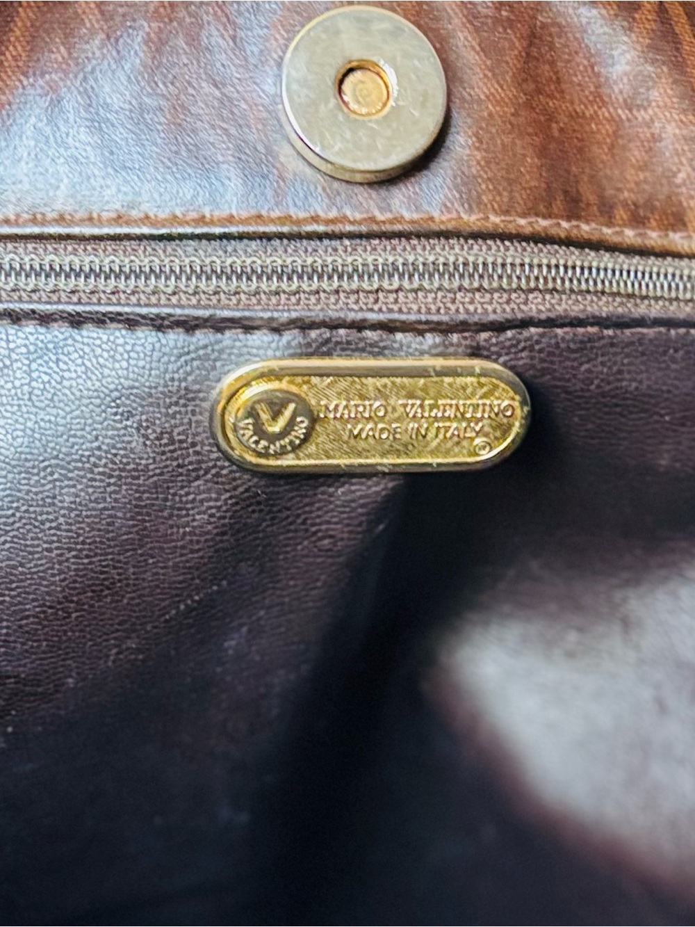 Mario Valentino Brown Tote Bag with Gold V Logo - Picture 4 of 5
